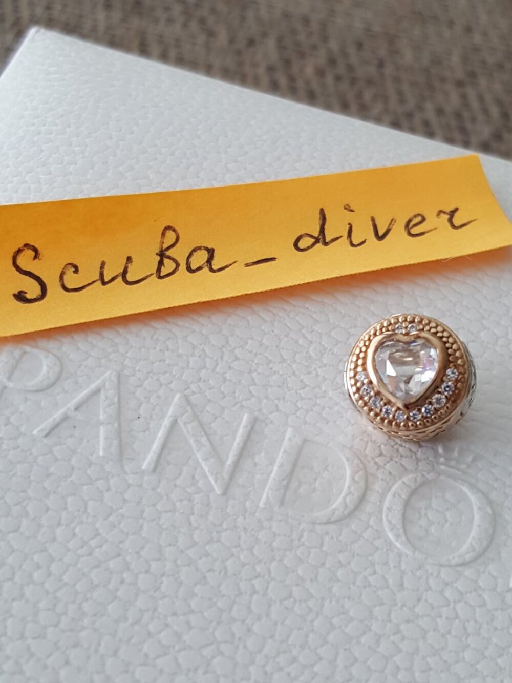 Pandora 14K Gold Essence Love Charm Cut-out Hearts Sterling Silver CZ